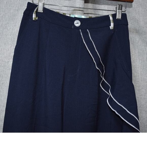 HOWL Effortlessly Chic Navy Ruffle Wide Leg Pants Womens S - Picture 2 of 3